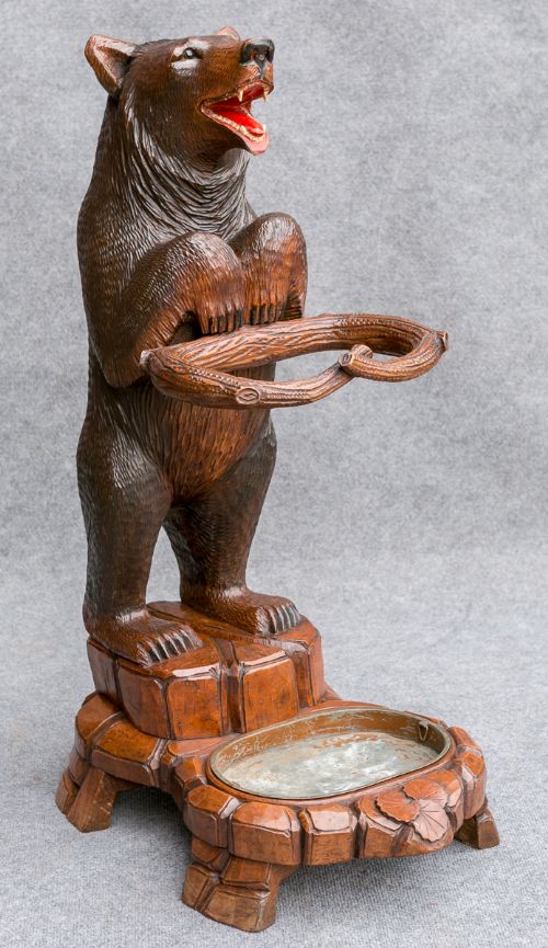 Ruef Signed Black Forest Bear Stick Stand