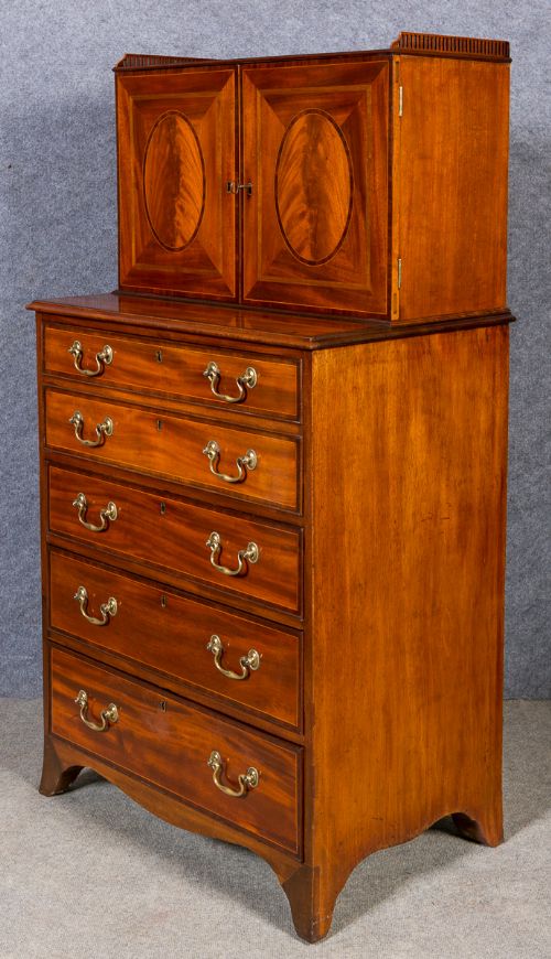 George III Mahogany Secretaire Chest Cabinet