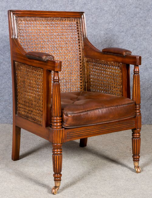 Edwardian Bergere Library Chair