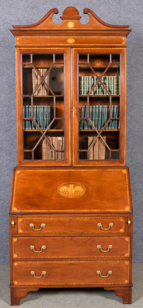 Edwardian Sheraton Revival Bureau Bookcase