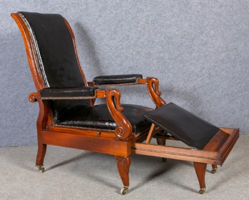 Antique Mahogany Reclining Armchair
