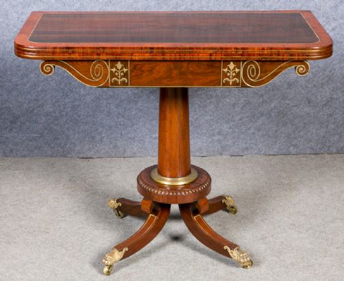 Regency Brass Inlaid Card Table