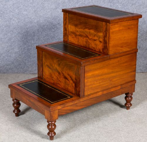 Antique Mahogany Library Steps