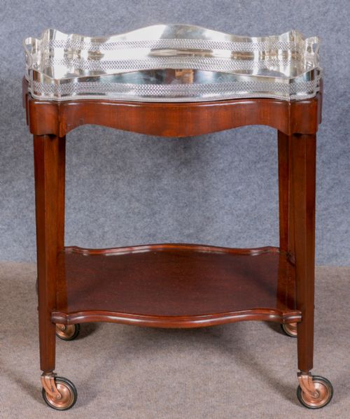 Silver Plated & Mahogany Drinks Trolley