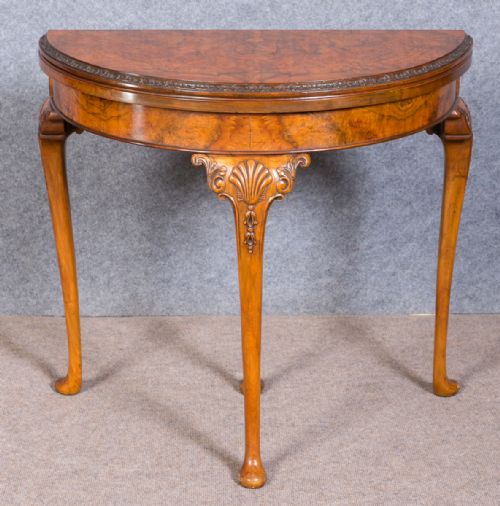Walnut Demi Lune Card or Side Table