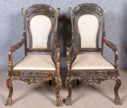Pair of Anglo Indian Open Armchairs