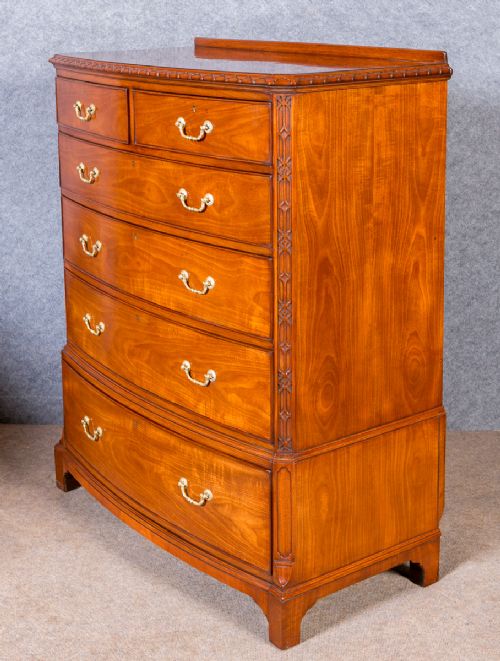 Fine Bow Fronted Tallboy Chest of Drawers