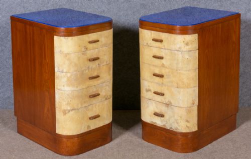 Pair Art Deco Bedside Chests