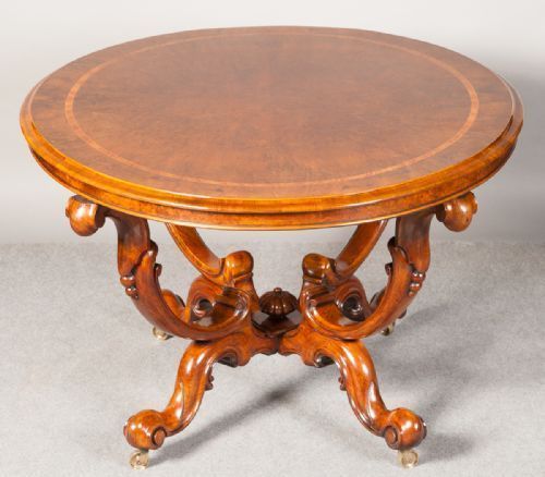 Fine Burr Walnut Basket Base Centre Table