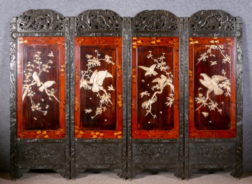 Shibayama Meiji Period Room Divider Screen