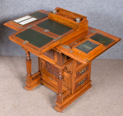 Victorian Patented Writing Cabinet Davenport