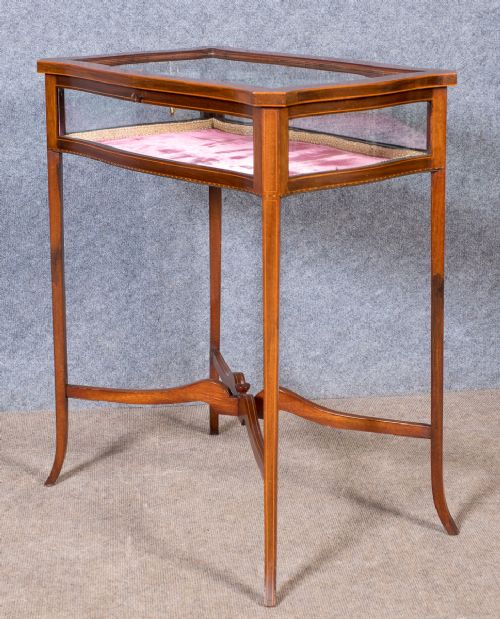 Edwardian Inlaid Bijouterie Cabinet Display Table