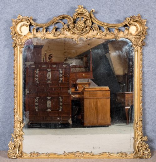 19th.century Carved and Gilded Overmantel Mirror