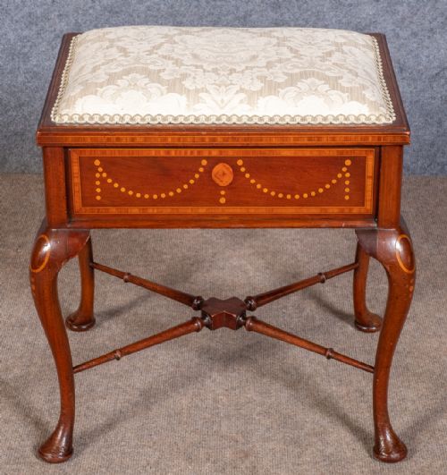 Edwardian Inlaid Dressing Table Stool