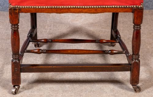 ANTIQUE MAHOGANY AND RED LEATHER CHAIR - ADDITIONAL PHOTO 2