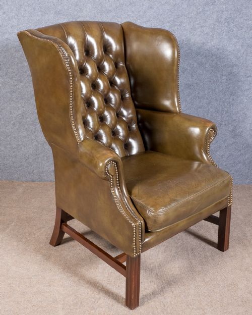 Old Leather Wing Armchair