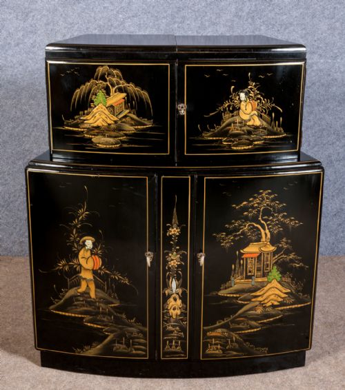 Superb Chinoiserie Art Deco Cocktail Cabinet
