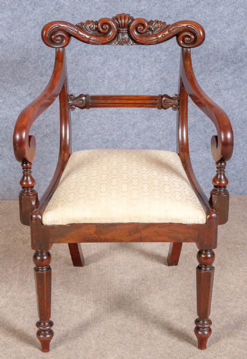 Unusual William IV Mahogany Elbow Chair