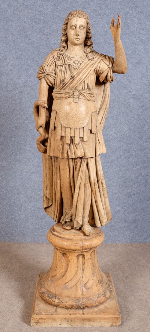 !8th.century Life Size Wooden Statue of Hygeia