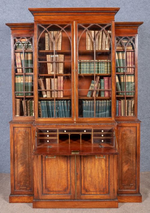 Small George III Mahogany Secretaire Bookcase