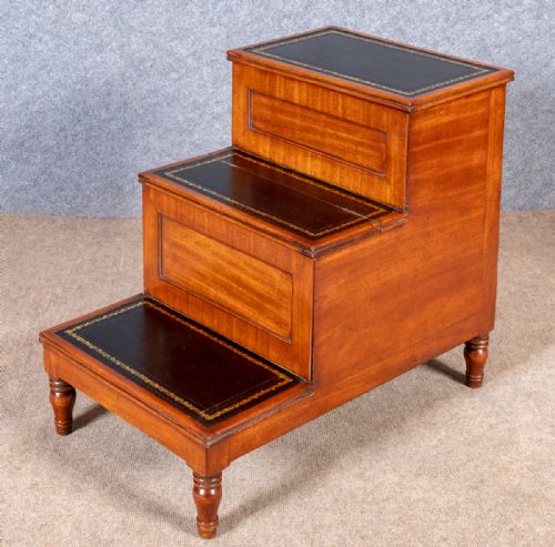 Antique Mahogany Library Steps