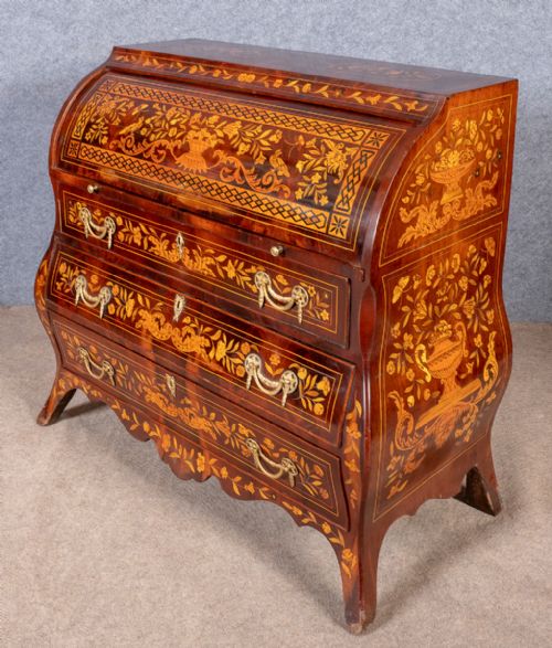 Stunning Dutch Marquetry Cylinder Bureau