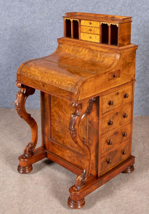 Victorian Burr Walnut Pop Up Davenport