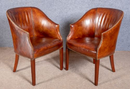 Pair of Antique Leather Armchairs