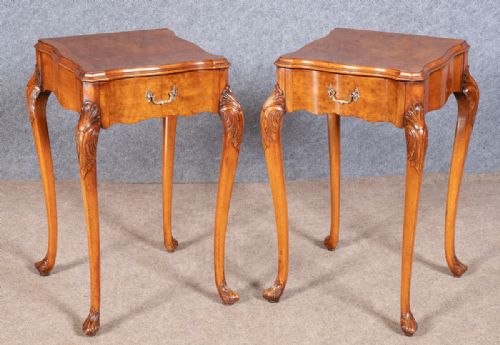 Pair Walnut  Lamp Tables