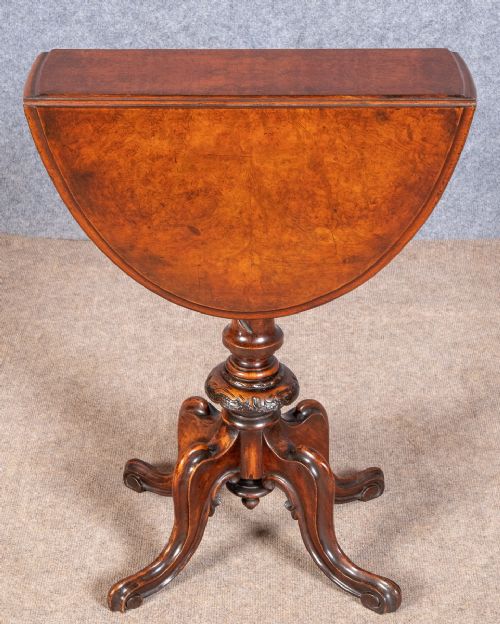 Victorian Burr Walnut Drop Leaf Occasional Table