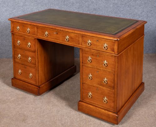 Victorian Oak Pedestal Desk