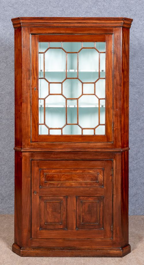 George III Mahogany Display Corner Cabinet