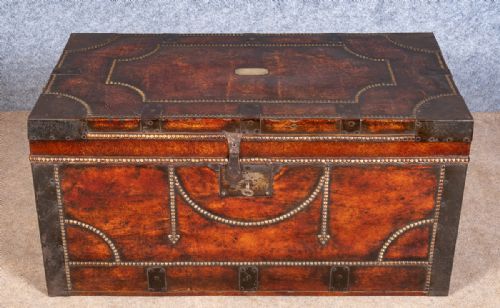 Very Good Regency Campaign Camphor & Leather Trunk Chest