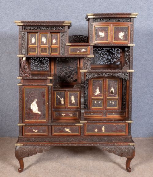 Japanese Meiji Period Shibayama Shodana Cabinet