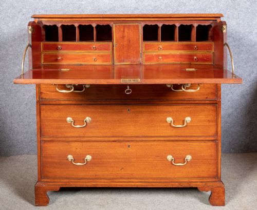 George III Mahogany Campaign Secretaire Chest of Drawers