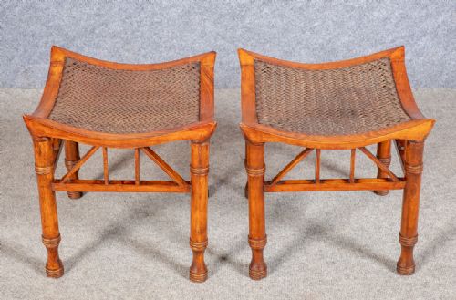 Pair of Thebes Liberty & Co. Style Stools
