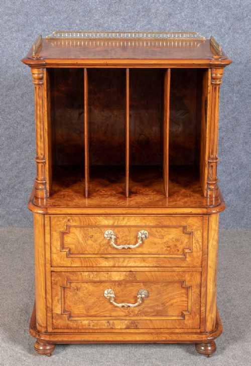 Superb Victorian Walnut Canterbury Folio Cabinet