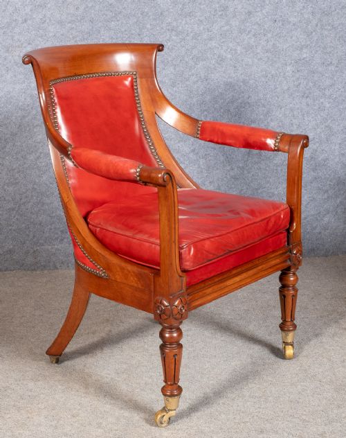 William IV Mahogany Bergere Library Chair