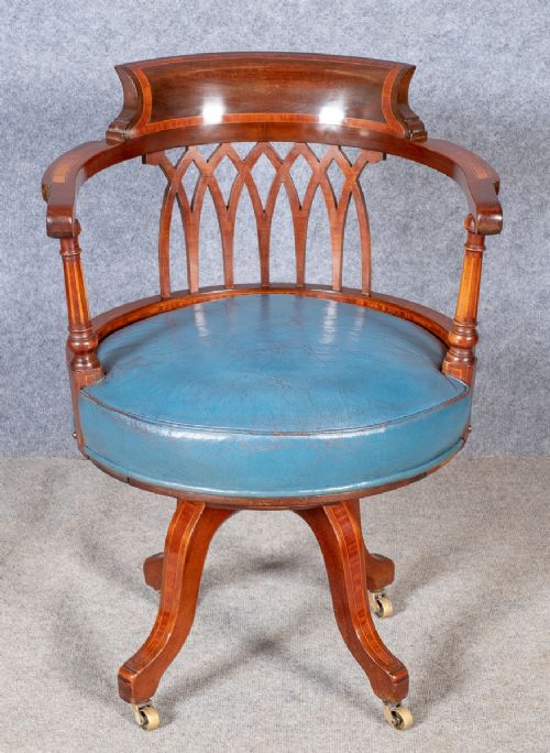 Edwardian Inlaid Revolving Desk Chair