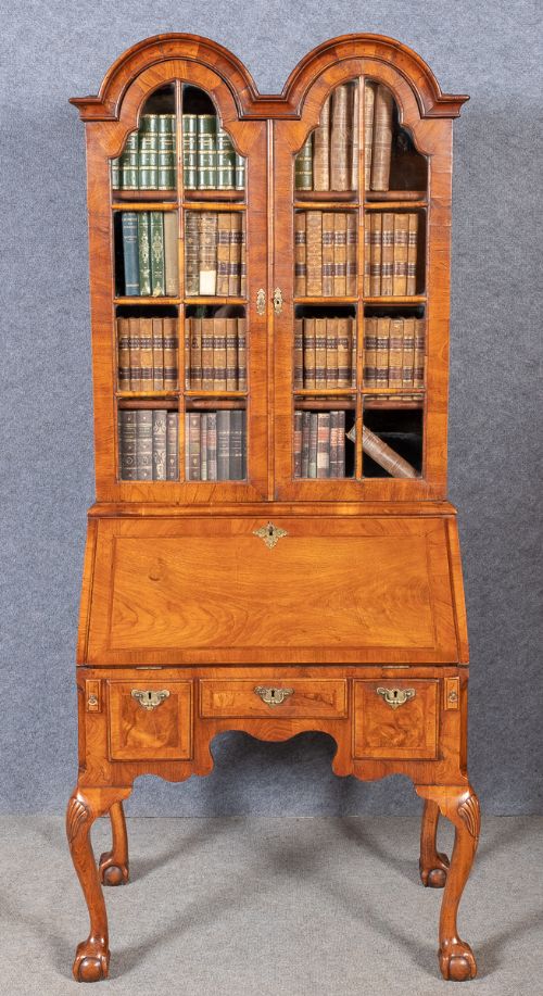 George I Style Walnut Bureau Bookcase