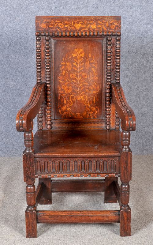 Wainscot Oak & Marquetry Armchair