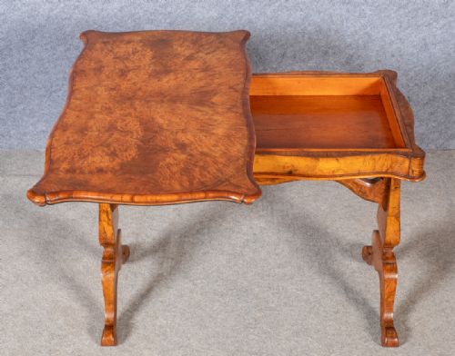 VICTORIAN BURR WALNUT CARD TABLE - ADDITIONAL PHOTO 4