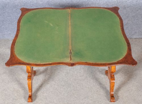 VICTORIAN BURR WALNUT CARD TABLE - ADDITIONAL PHOTO 5