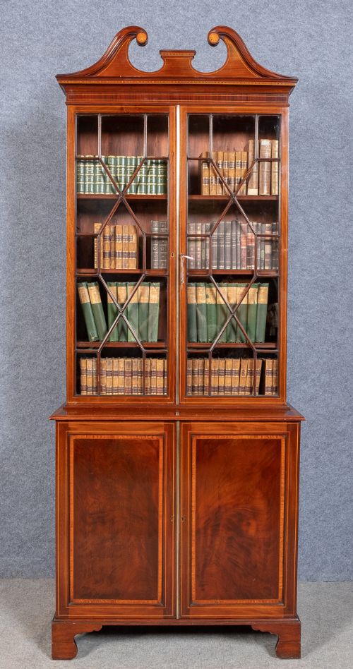 A Good Sheraton Revival Inlaid Mahogany Bookcase