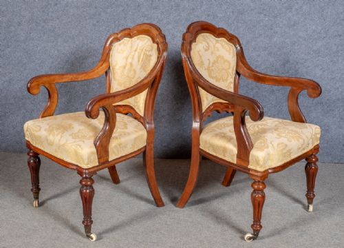Good Pair of Victorian Mahogany Elbow Chairs