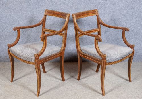Pair of Regency Painted Elbow Chairs