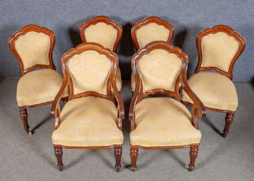 Quality Set of 6 (4 + 2) Victorian Mahogany Dining Chairs