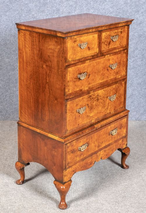 Small Queen Anne Style Chest of Drawers on Stand