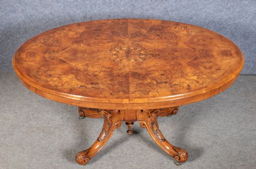 Victorian Burr Walnut & Inlaid Coffee Table