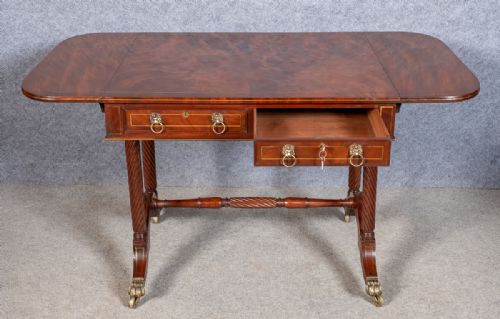REGENCY BRASS INLAID SOFA TABLE - ADDITIONAL PHOTO 4